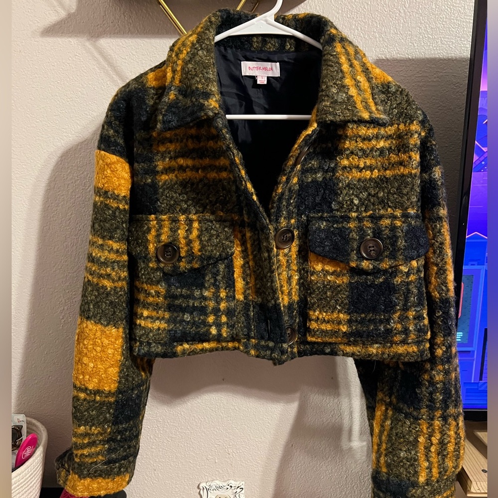 Mustard  and navy cropped Jacket